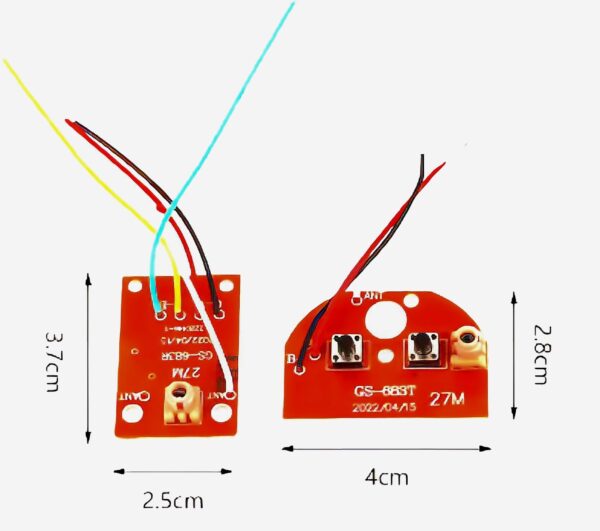 Control remoto de 2 canales, circuito PCB de 27MHz, transmisor y placa receptora