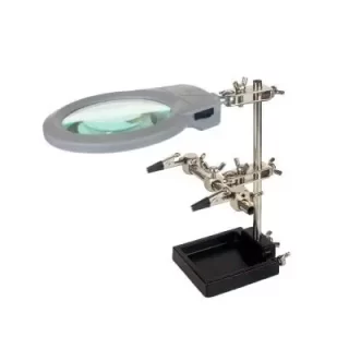 TERCERA MANO CON SOPORTE, PARA CAUTIN, PINZAS, LUPA ILUMINADA GRANDE ZD-10M